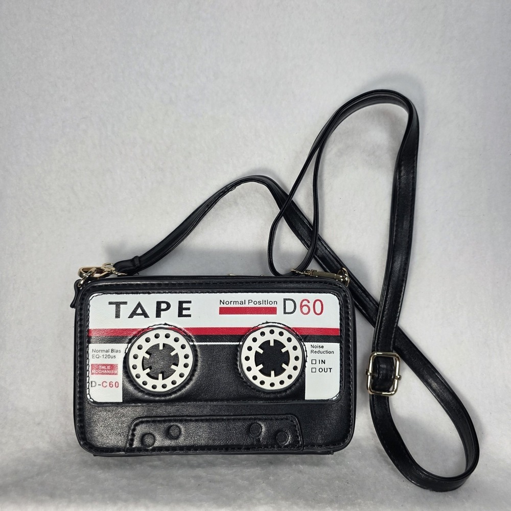 Vintage Inspired Retro Cassette Tape T-120 Faux Leather Crossbody Purse NWOT